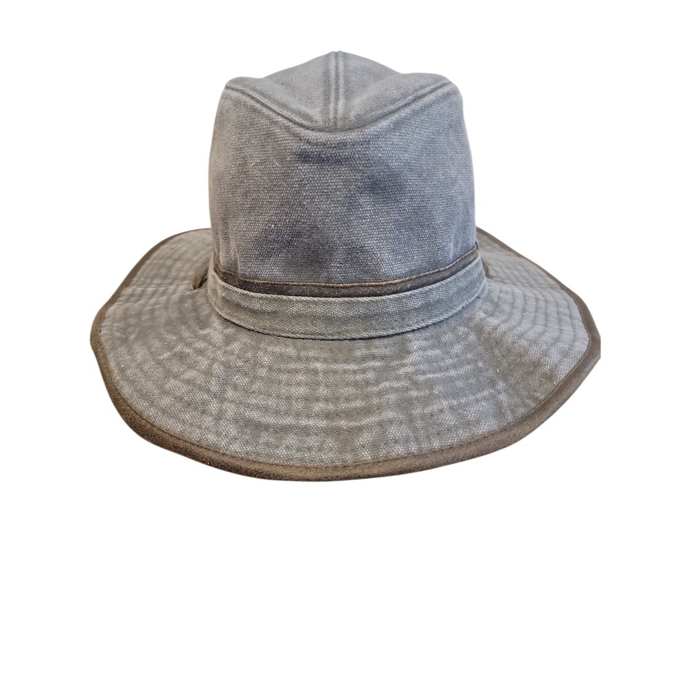 Vintage Dorfman Pacific Olive Green Canvas Cotton Outback Safari Sun Hat Size L